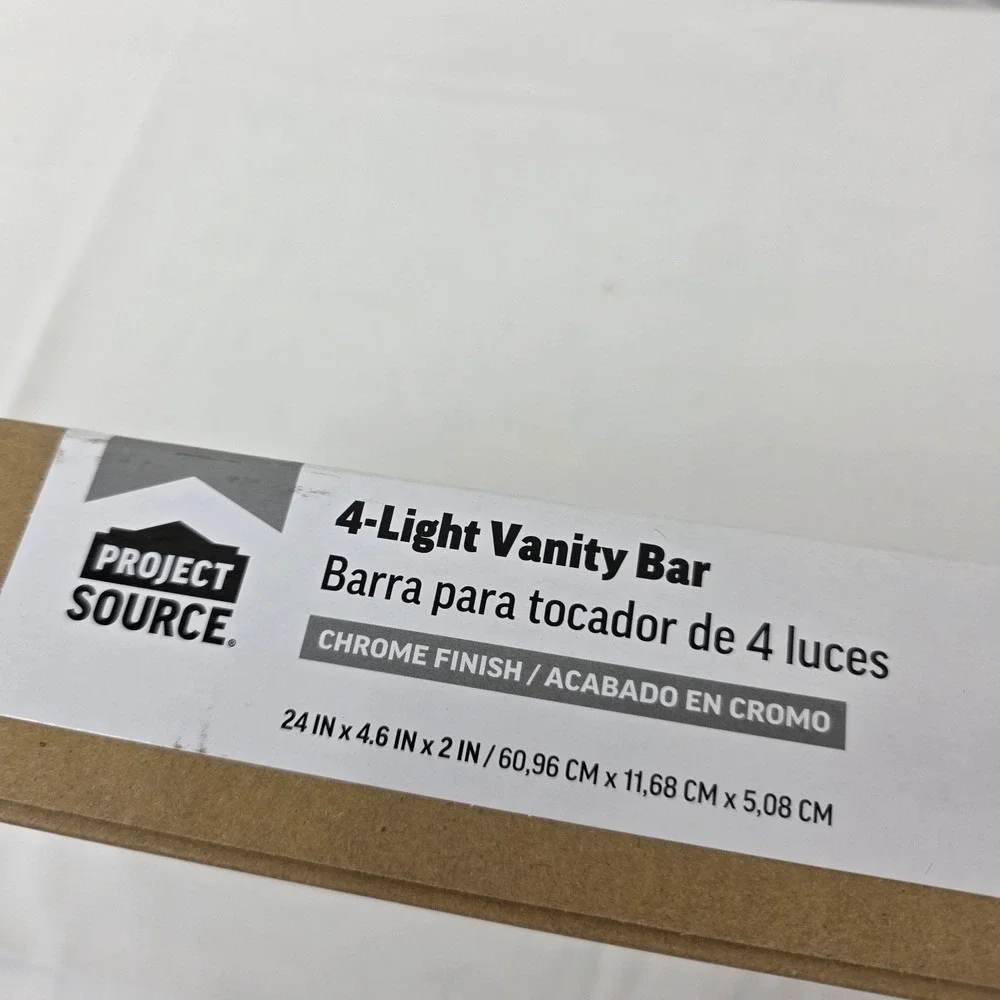 Project Source 4 Light Vanity Bar Chrome Finish Bathroom Fixture 24 Inch